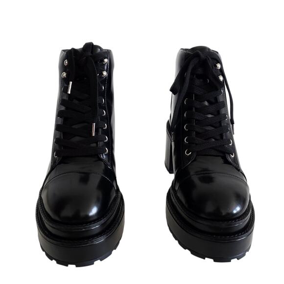 Cult Gaia Black Leather Lace Up Lug Sole Ankle Boots Style: Bratz Women's Size 9 - Picture 4 of 9